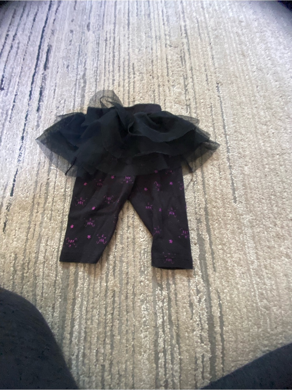 Black Tulle Skirted Baby Leggings with Purple Stars
